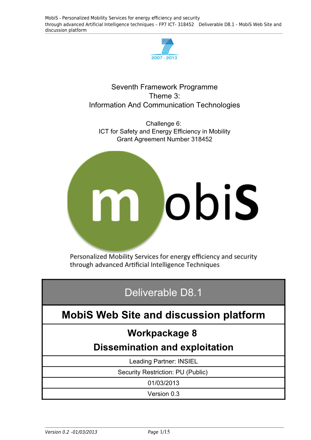 Mobis - Personalized Mobility Services for Energy Efficiency and Security