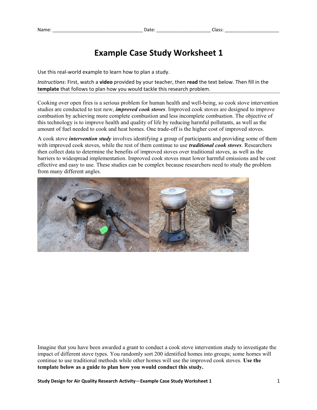 Example Case Study Worksheet 1