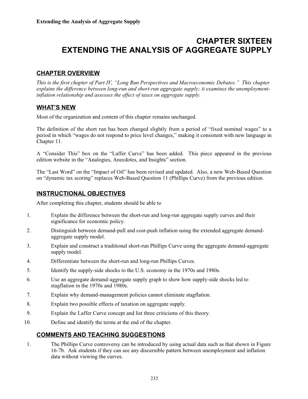 Extending the Analysis of Aggregate Supply