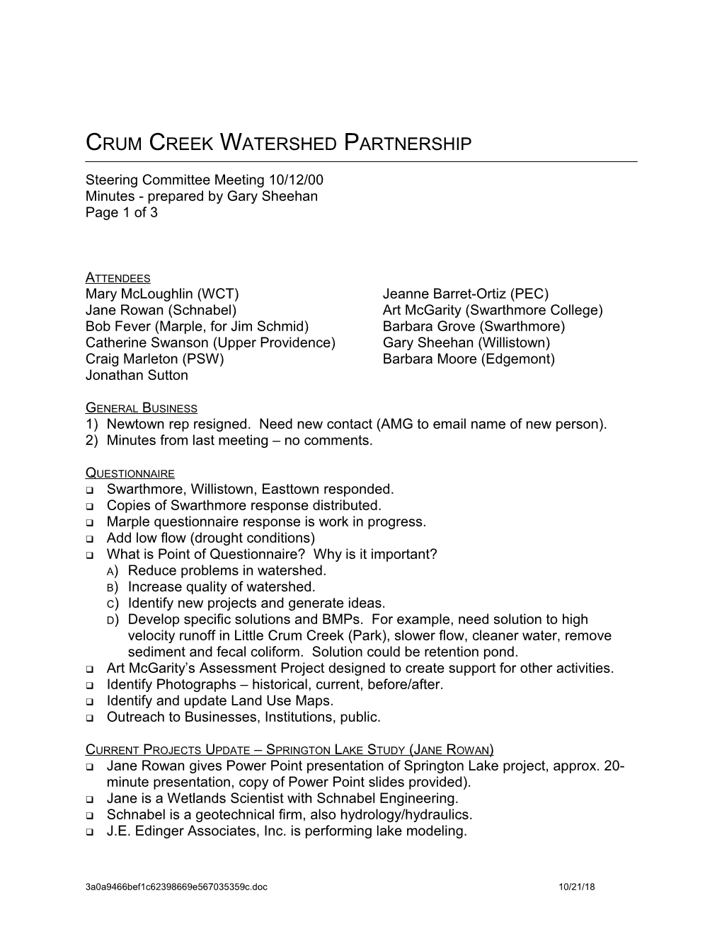 Crum Creek Watershed Partnership