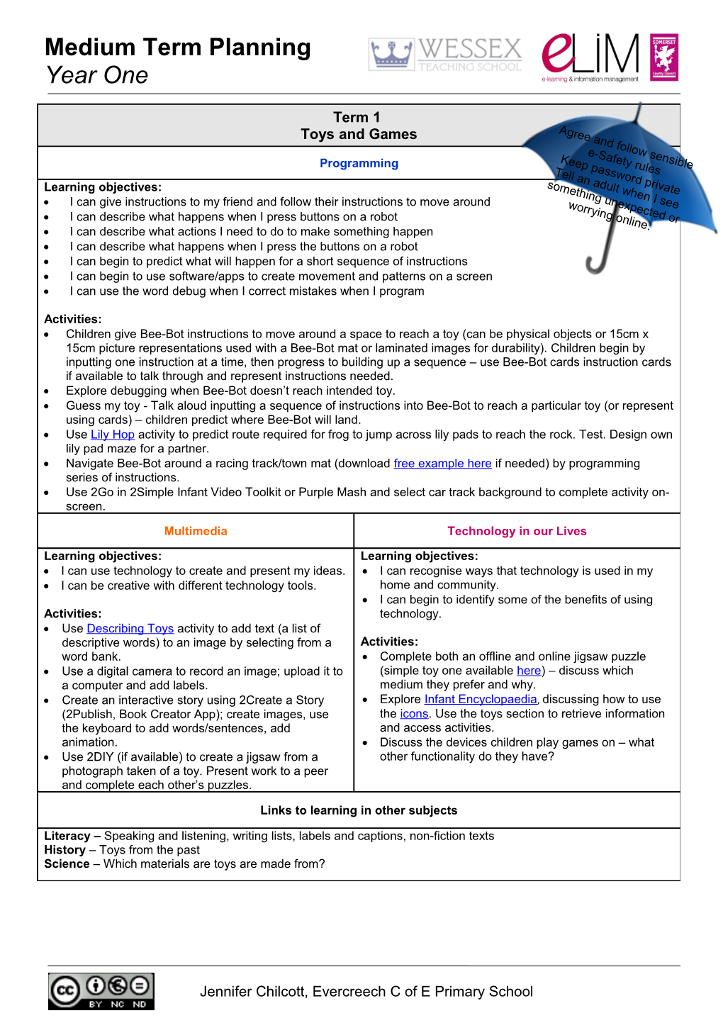 Computing Planning Year 1 Medium Term