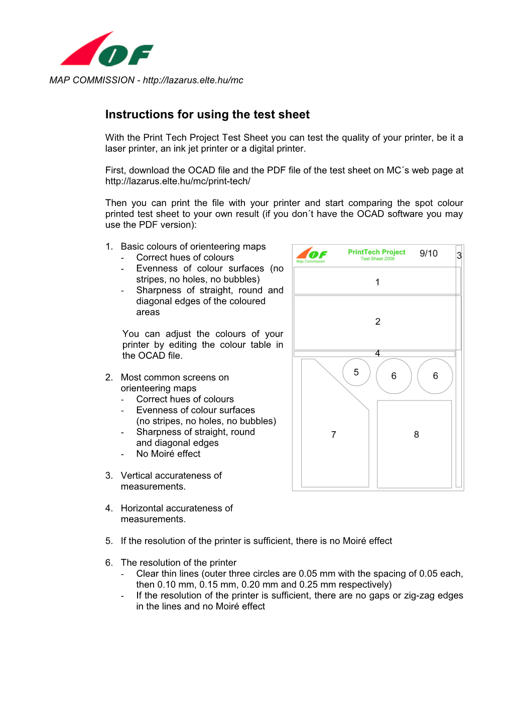 Instructions for Using the Test Sheet