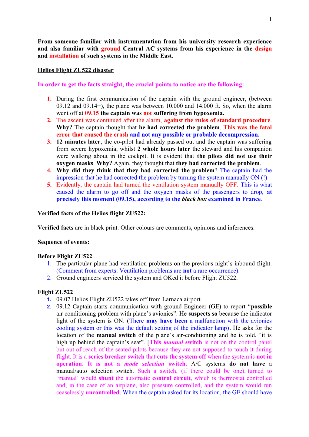 Verified Facts of the Helios Flight ZU522 (The Only Verified Facts)