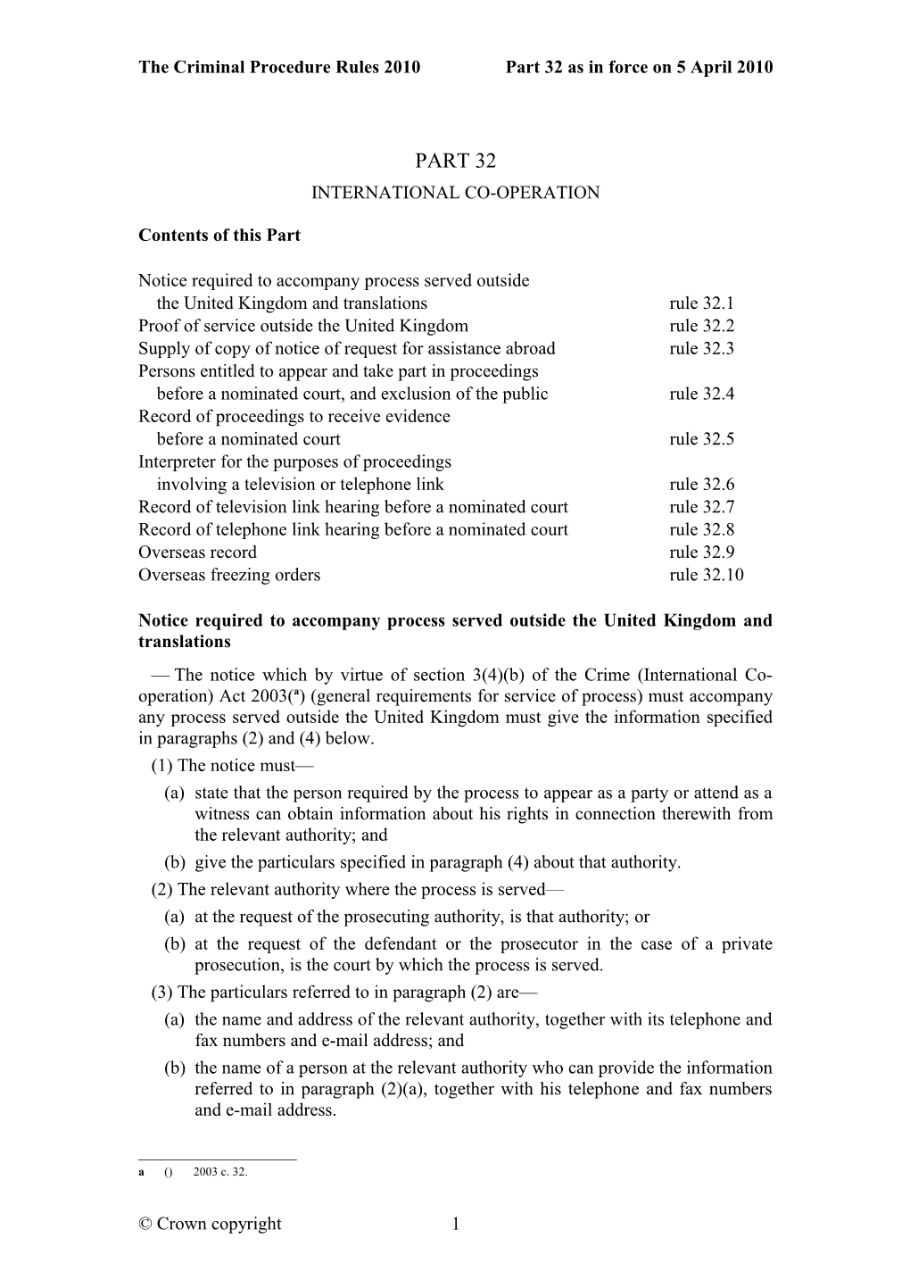 The Criminal Procedure Rules 2010 Part 32