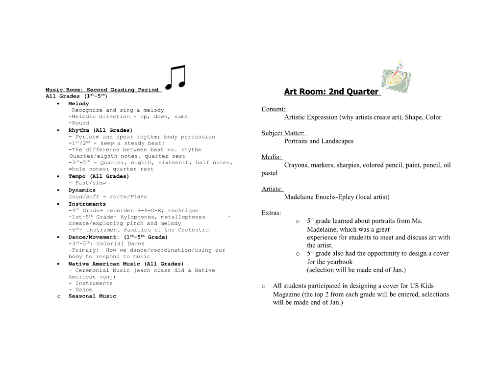 Music Room: Fourth Grading Period