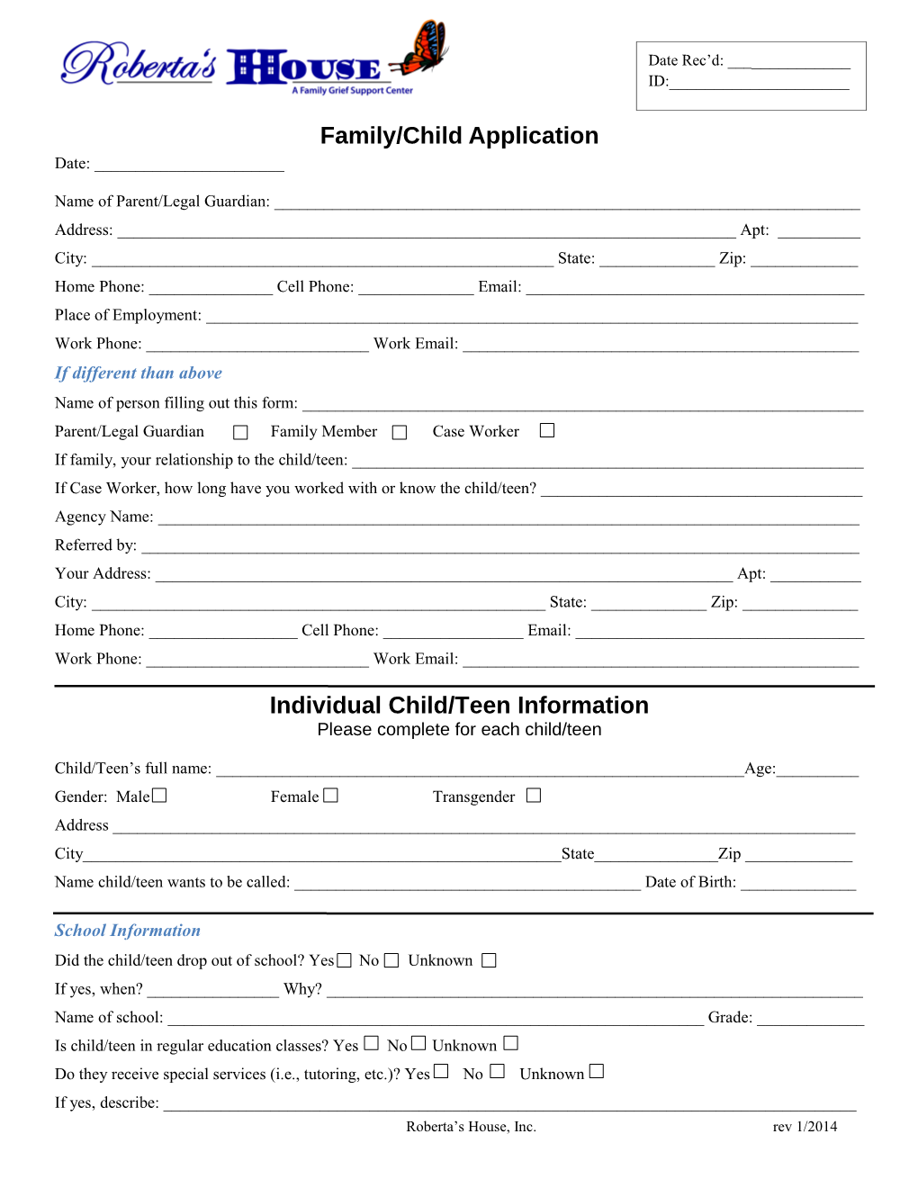 Family/Child Application