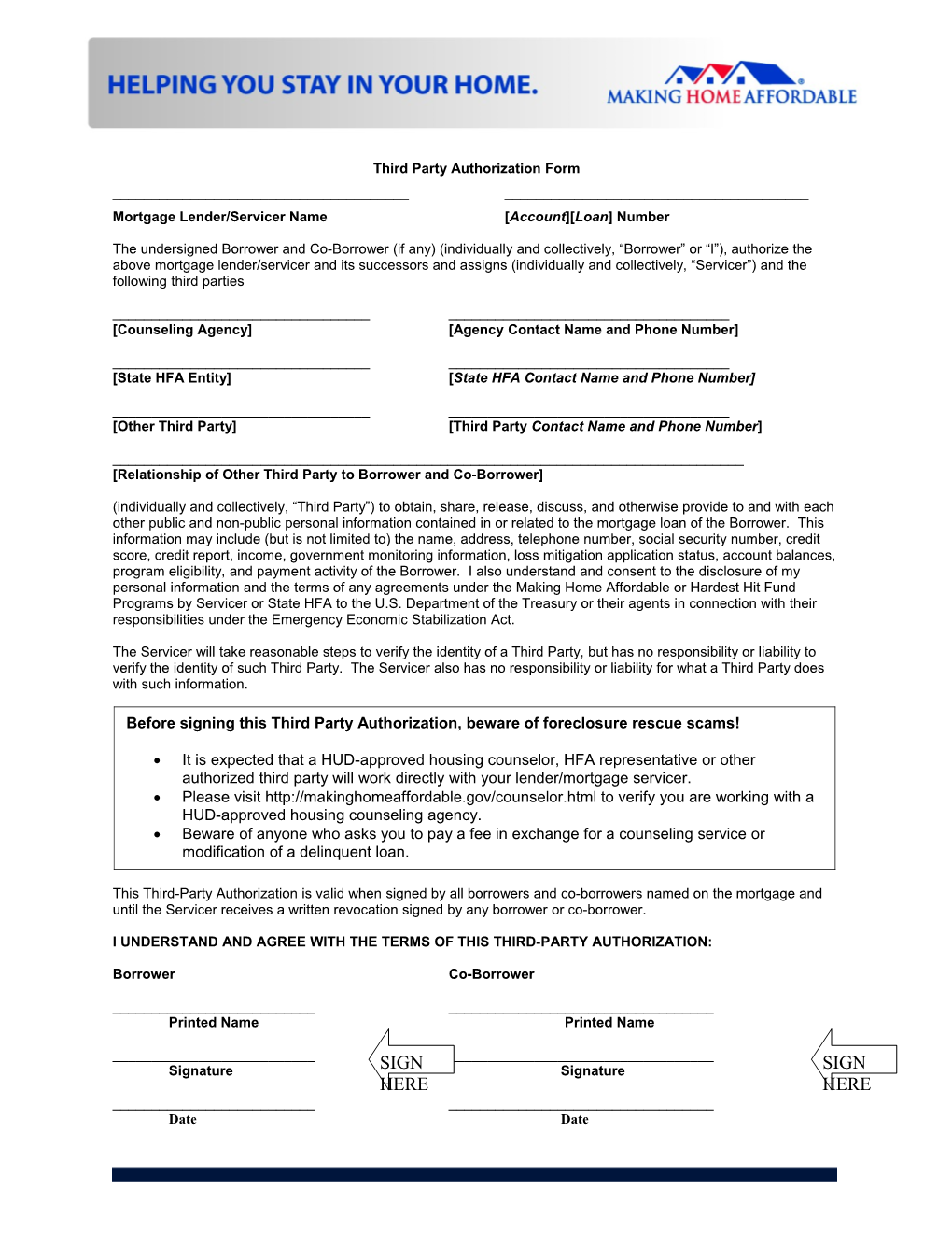 MHA Third Party Authorization Form