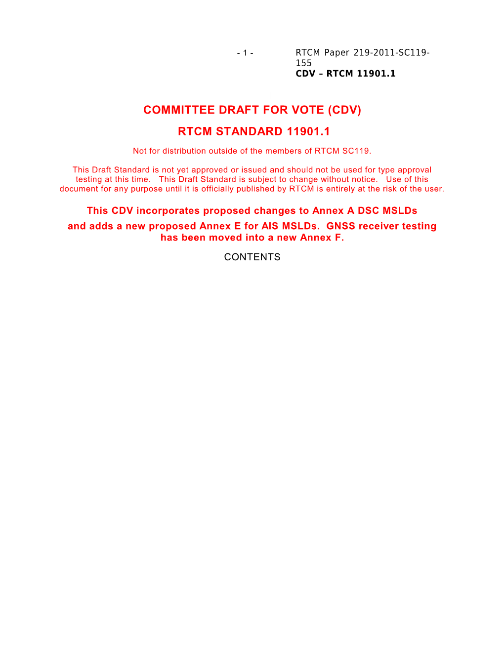 Committee Draft for Vote (Cdv)