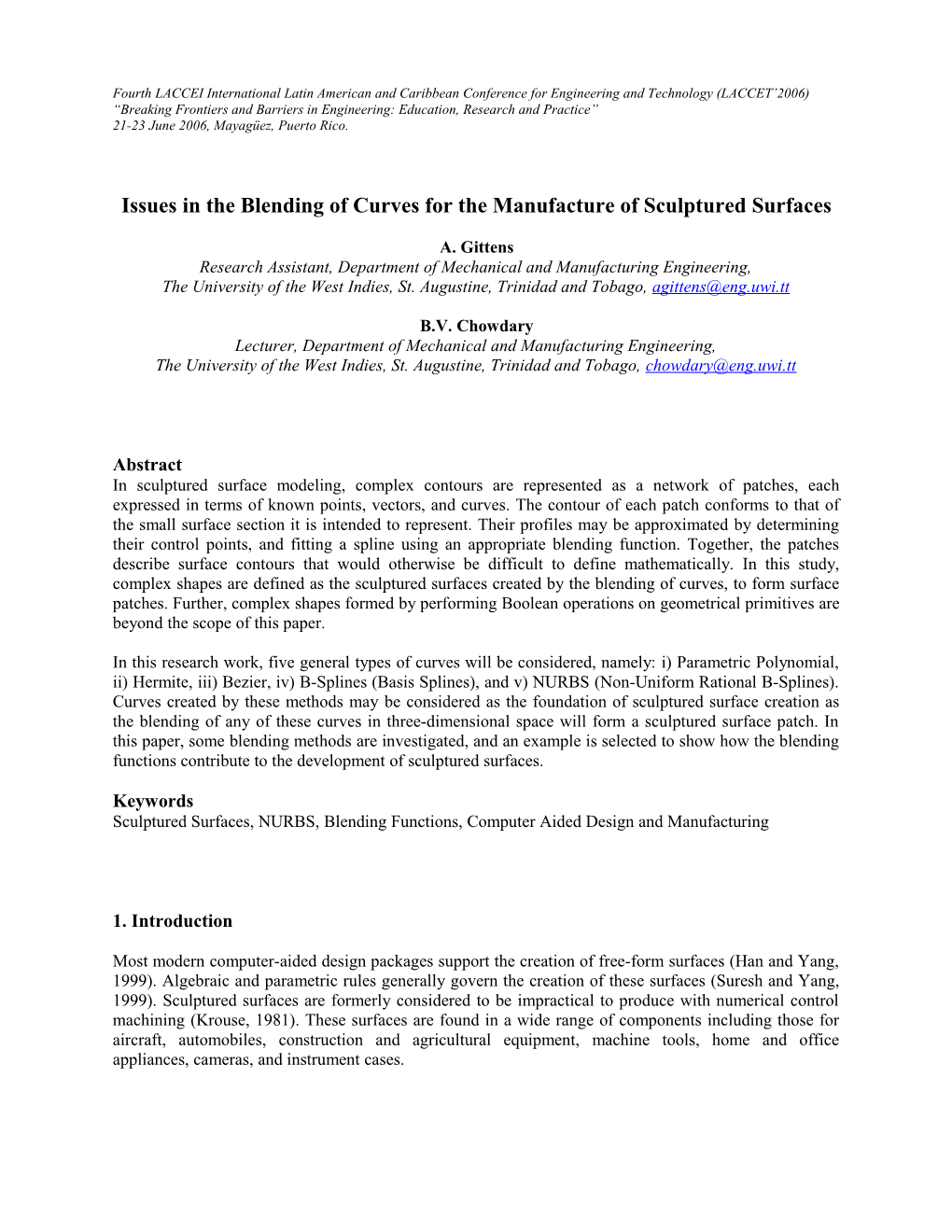 Manufacturing Technologies in the Trinidad and Tobago Firms