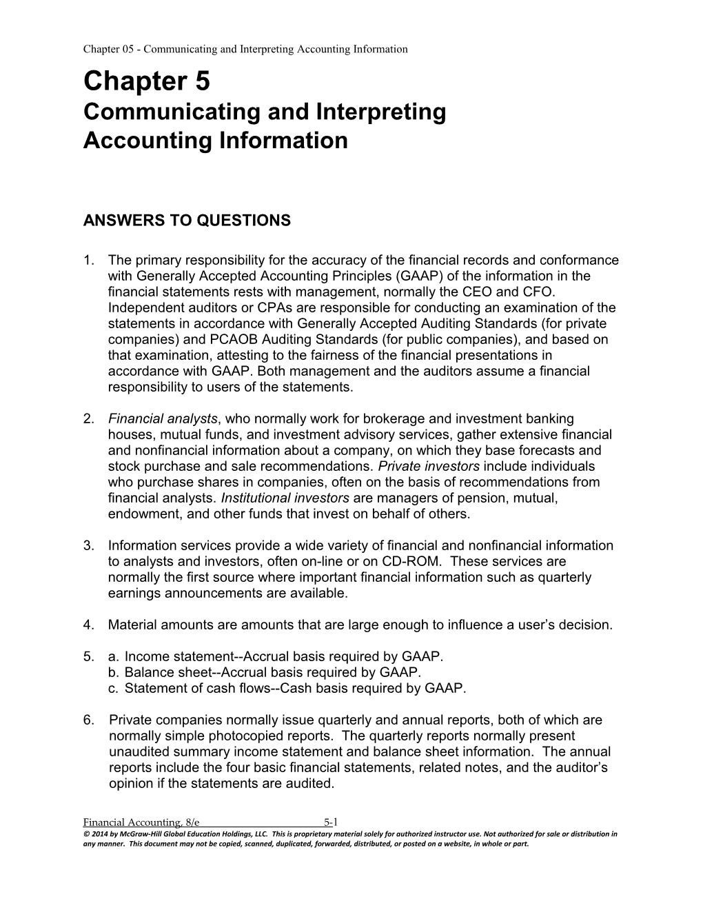 Chapter 05 - Communicating and Interpreting Accounting Information