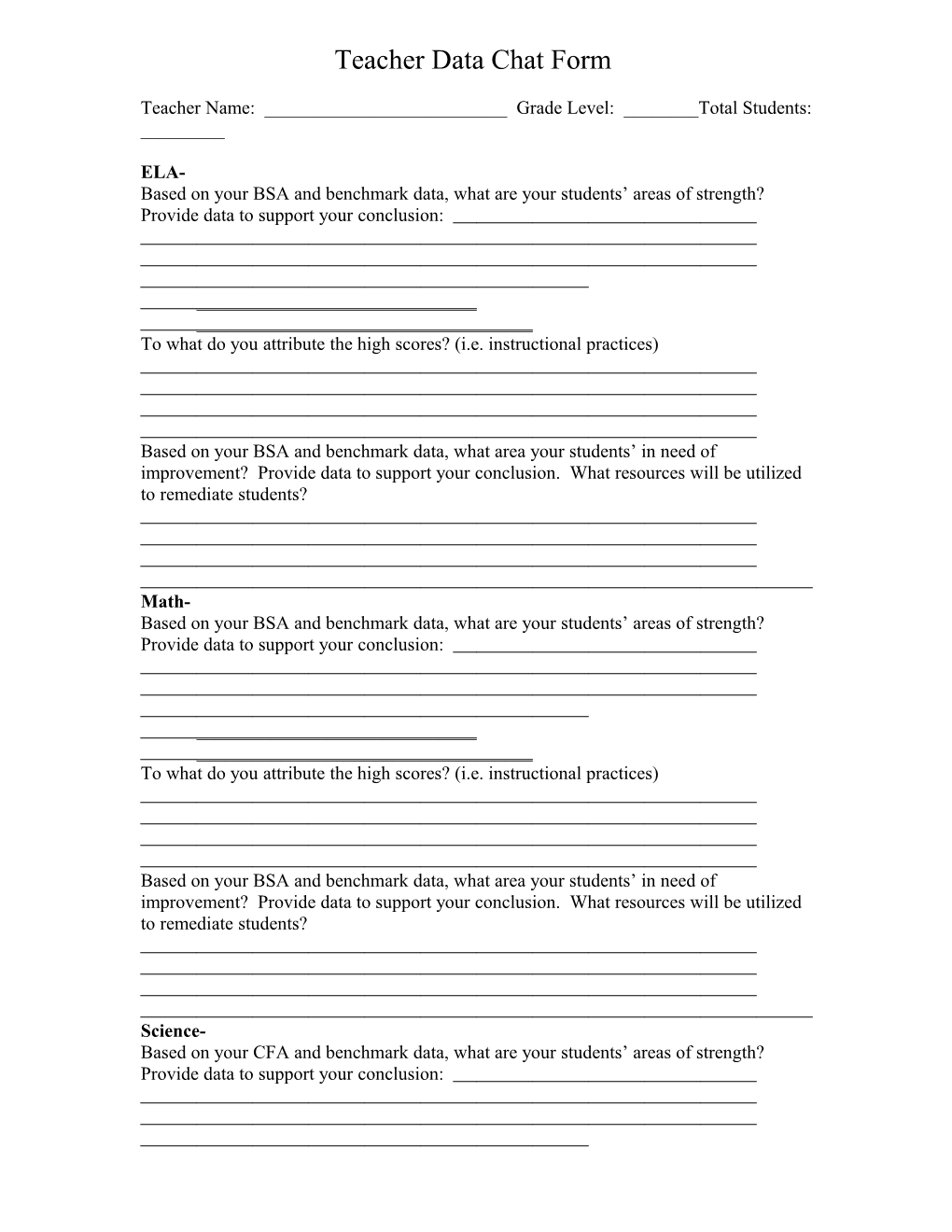 Teacher Data Chat Form