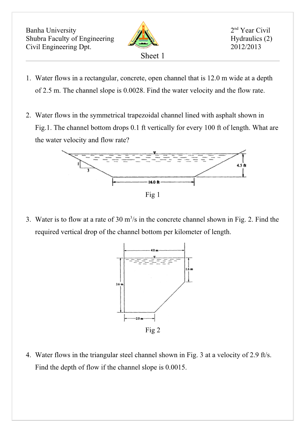 Shubra Faculty of Engineering Hydraulics (2)