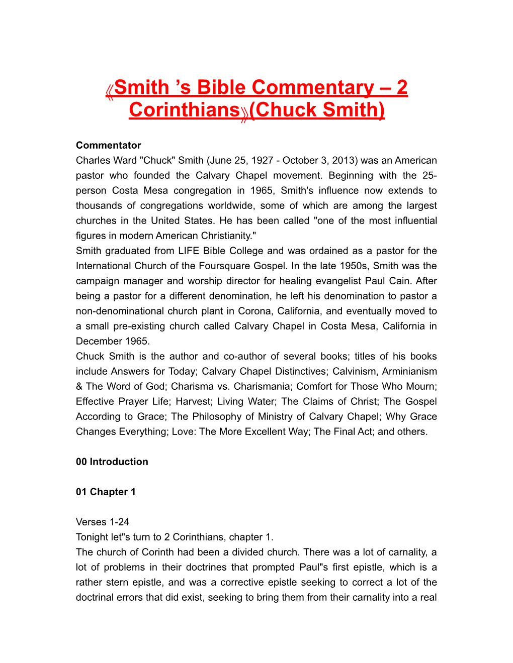 Smith S Bible Commentary 2 Corinthians (Chuck Smith)