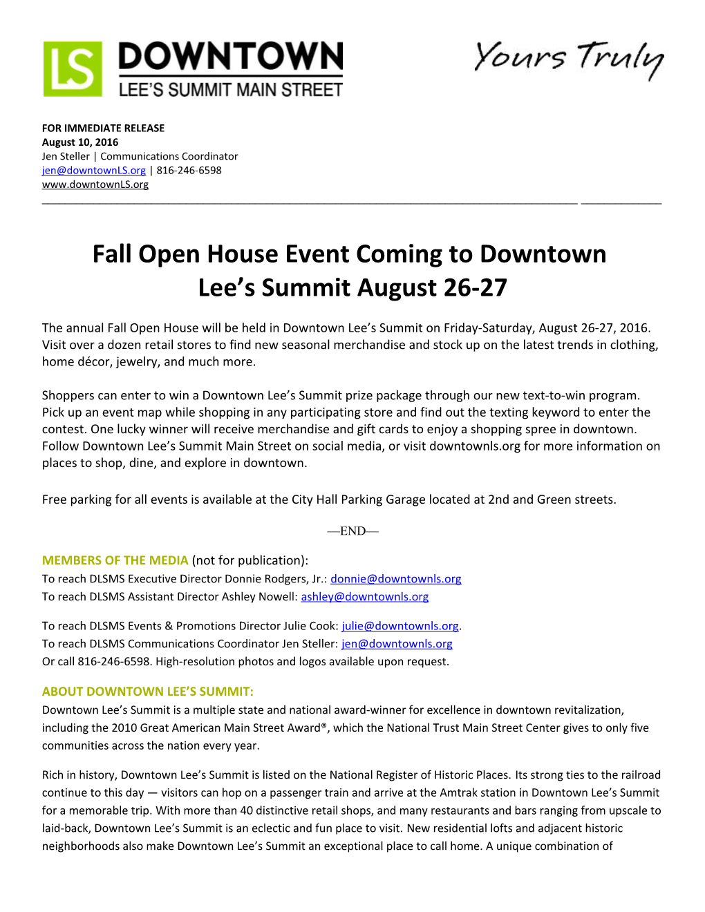 Fall Open House Event Coming to Downtown