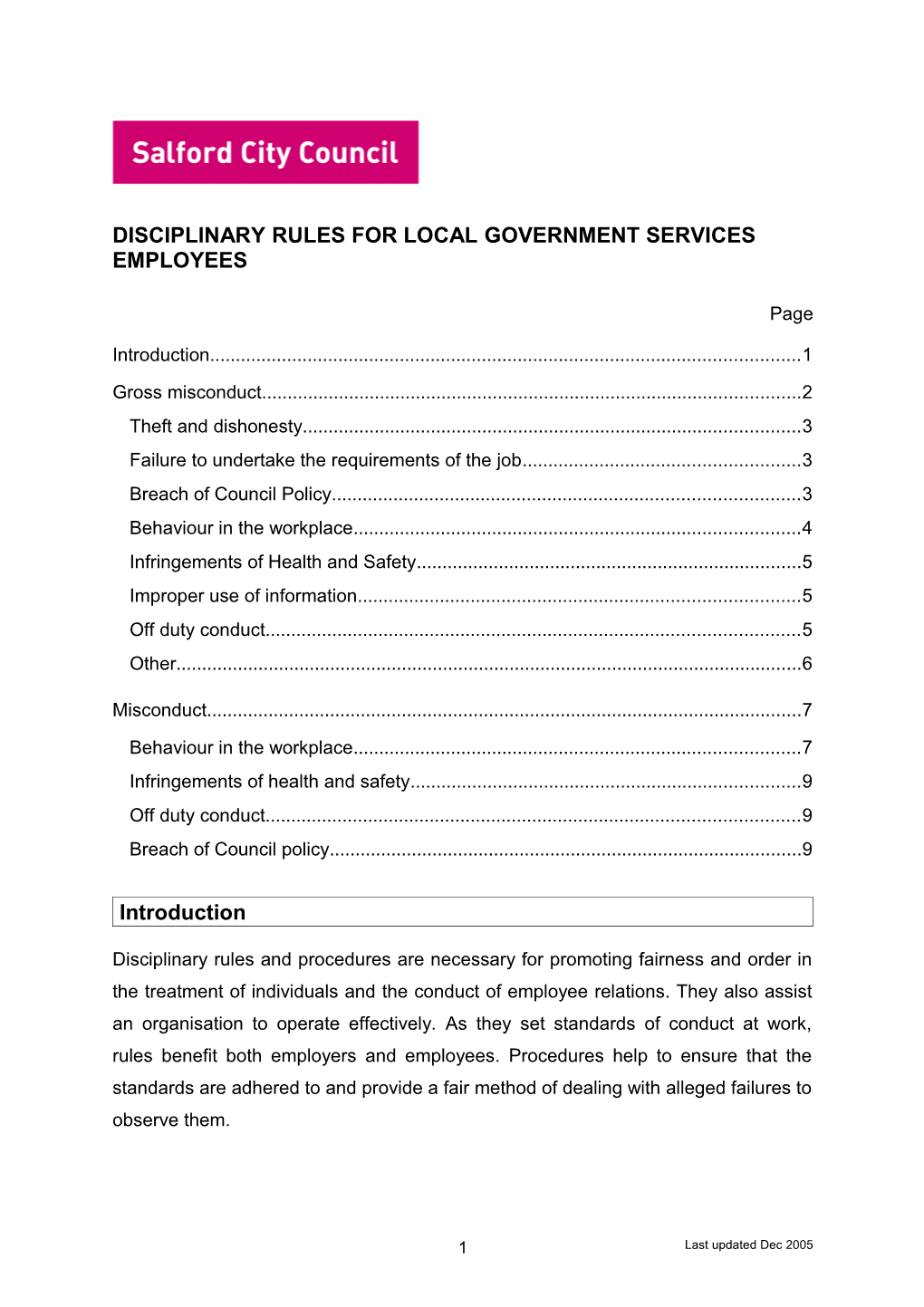 Disciplinary Rules for Local Government Services Employees