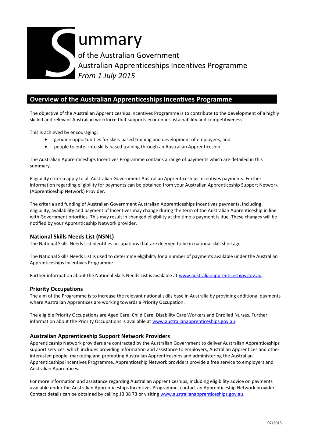 Australian Apprenticeships Incentives Programme