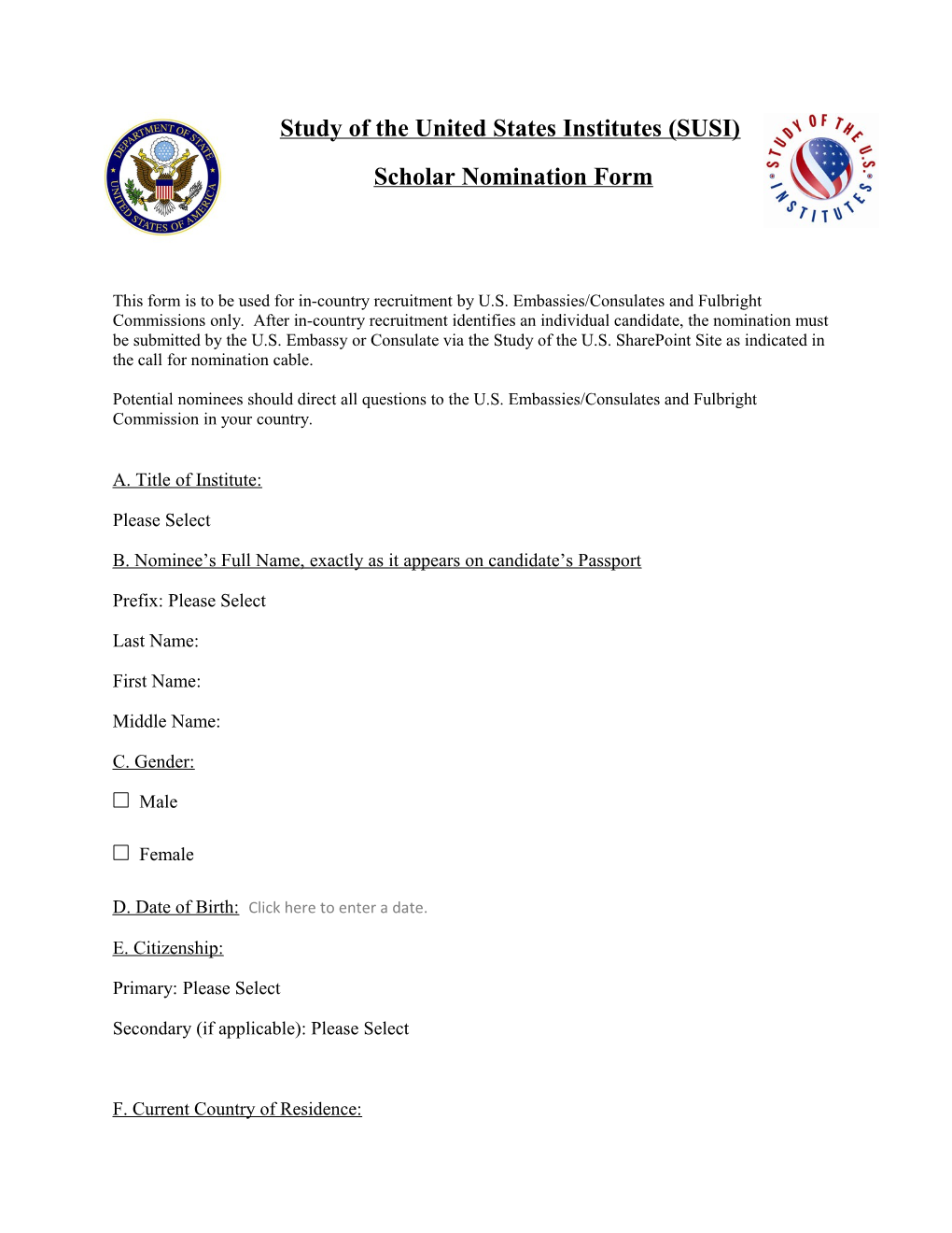 Scholar Nomination Form