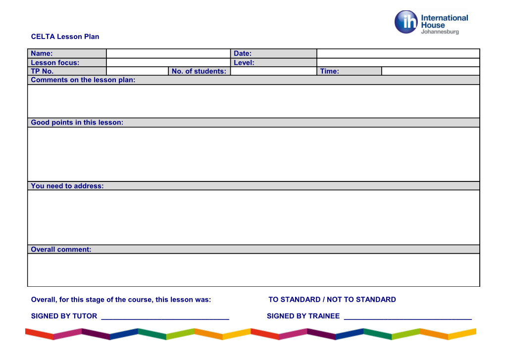 CELTA Lesson Plan