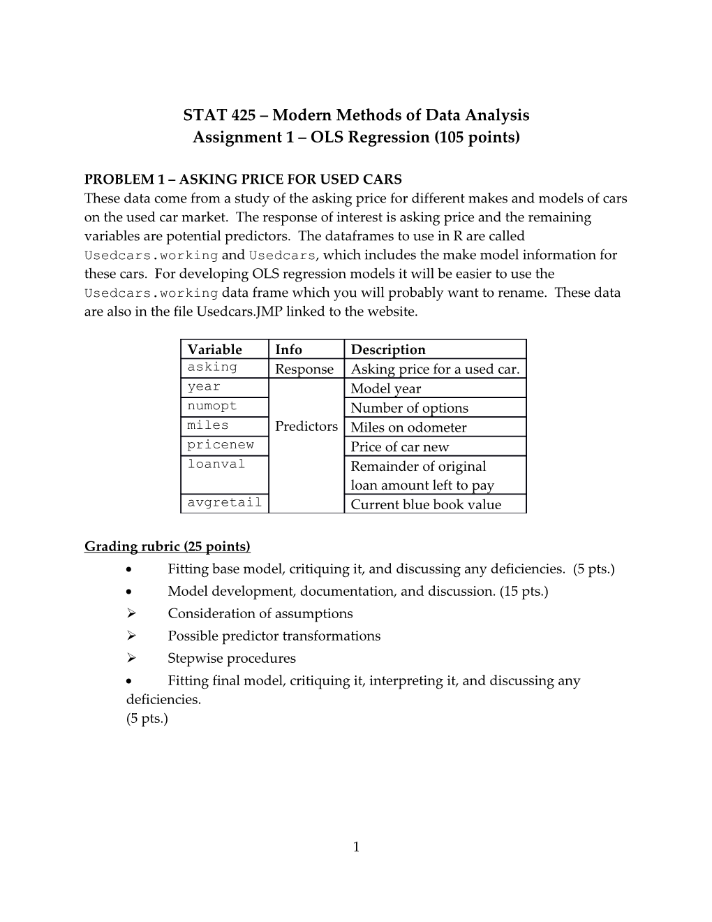 STAT 425 Modern Methods of Data Analysis