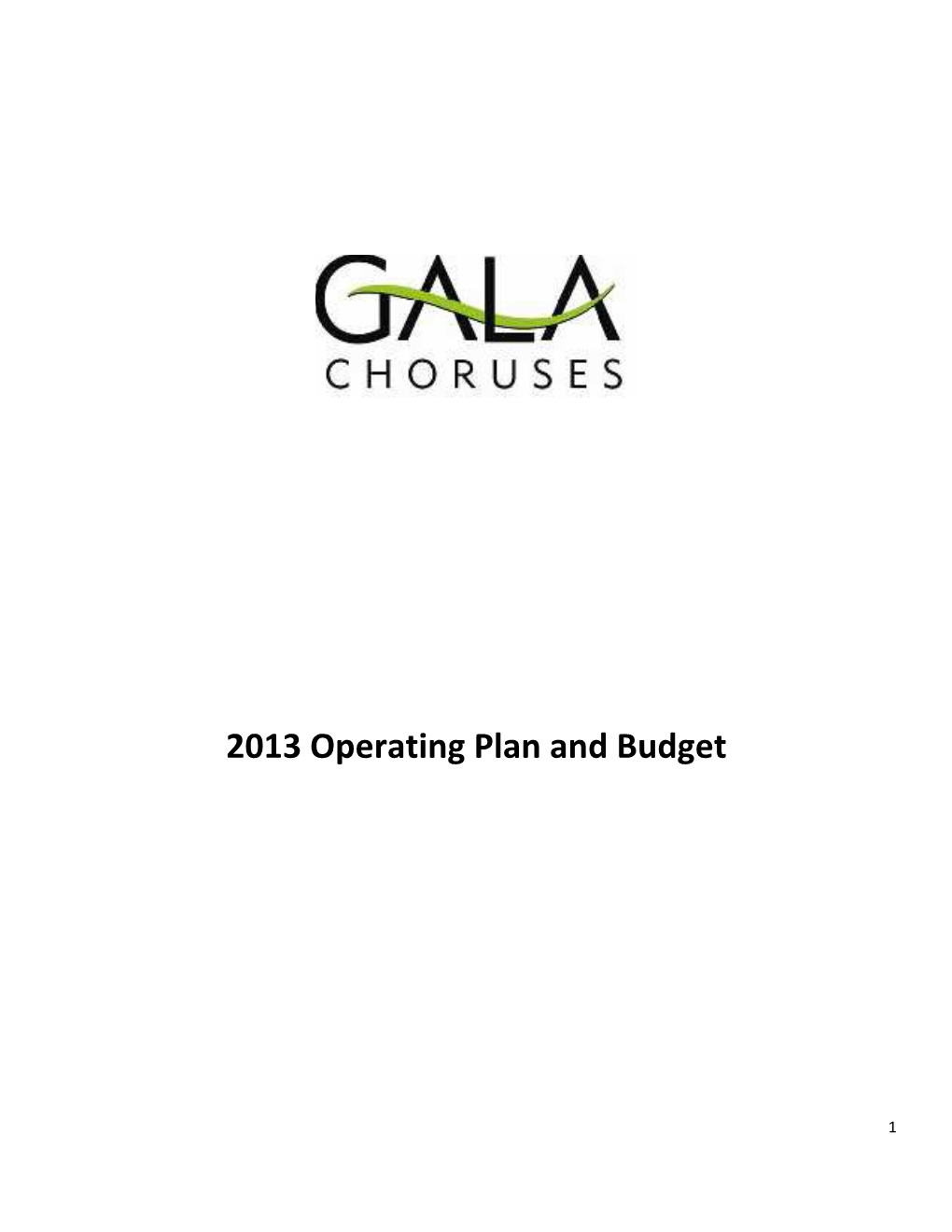2013 Operating Plan and Budget