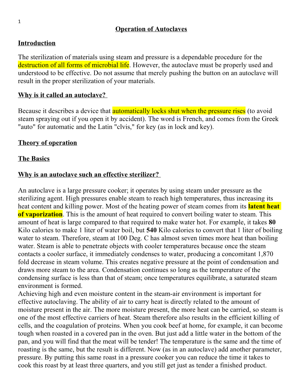 Operation of Autoclaves