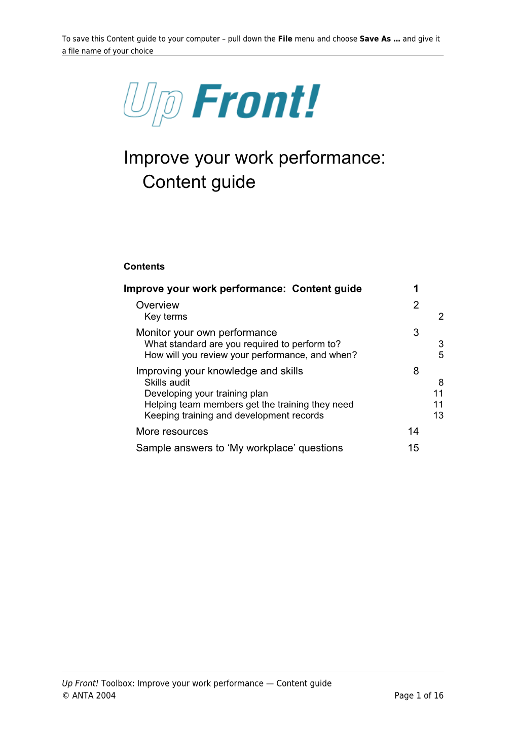 Improve Your Work Performance Content Guide