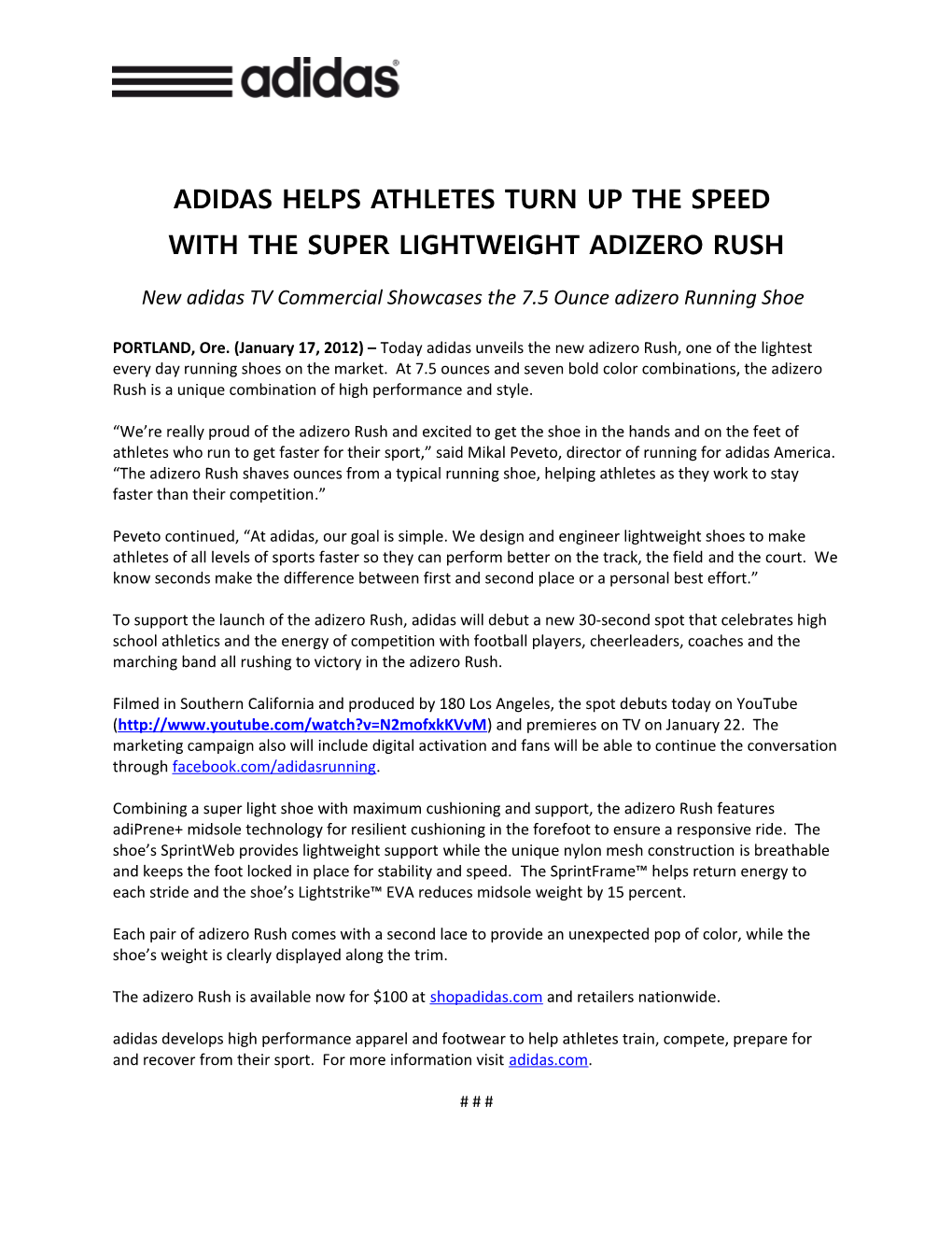 Adidas Helps Athletes Turn up the Speed