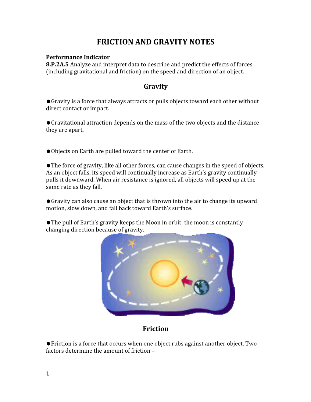 Friction and Gravity Notes