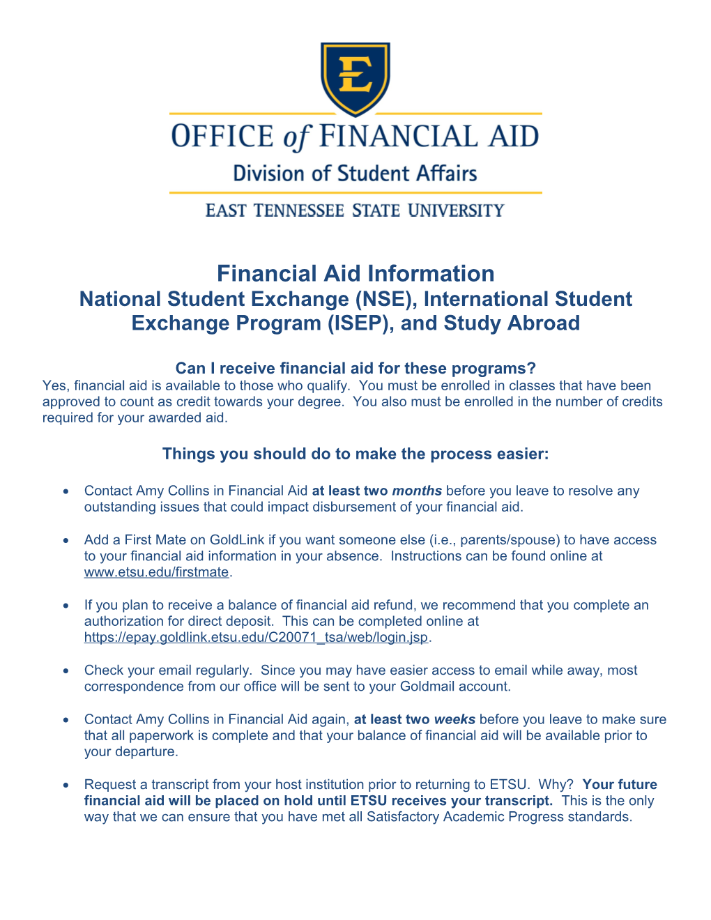 Financial Aid Information