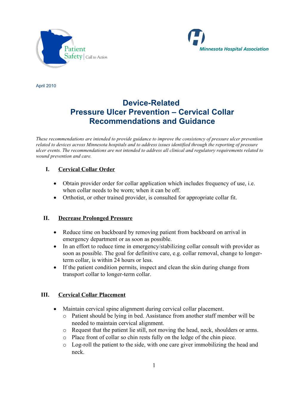 Device-Related Pressure Ulcer Prevention Cervical Collar