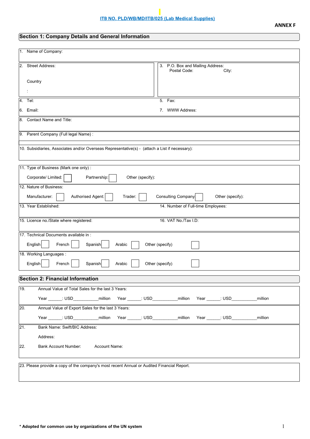 Section 1: Company Details and General Information