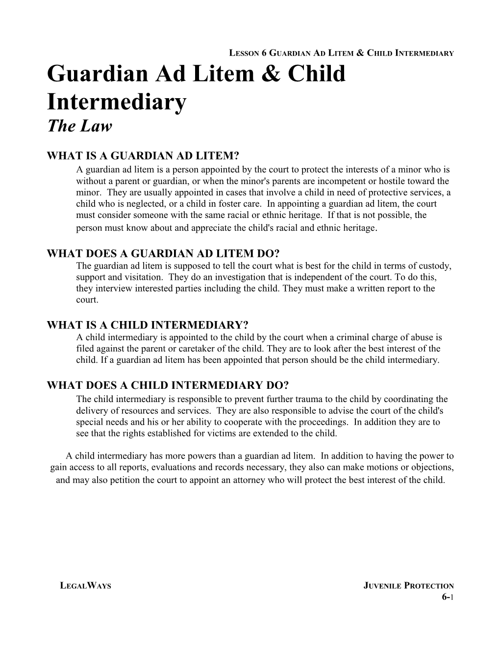 Guardian Ad Litem & Child Intermediary