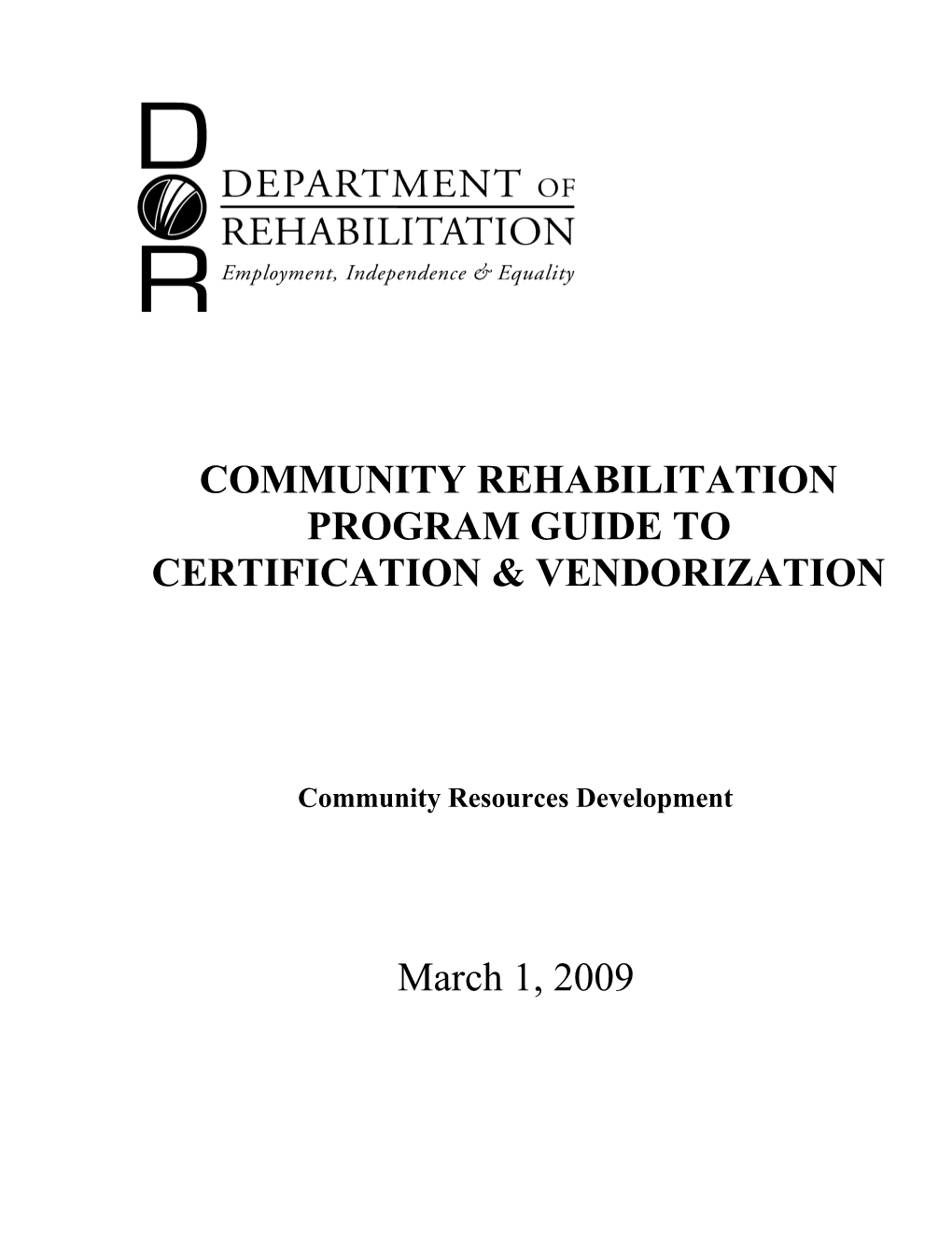 Community Rehabilitation Program Guide To