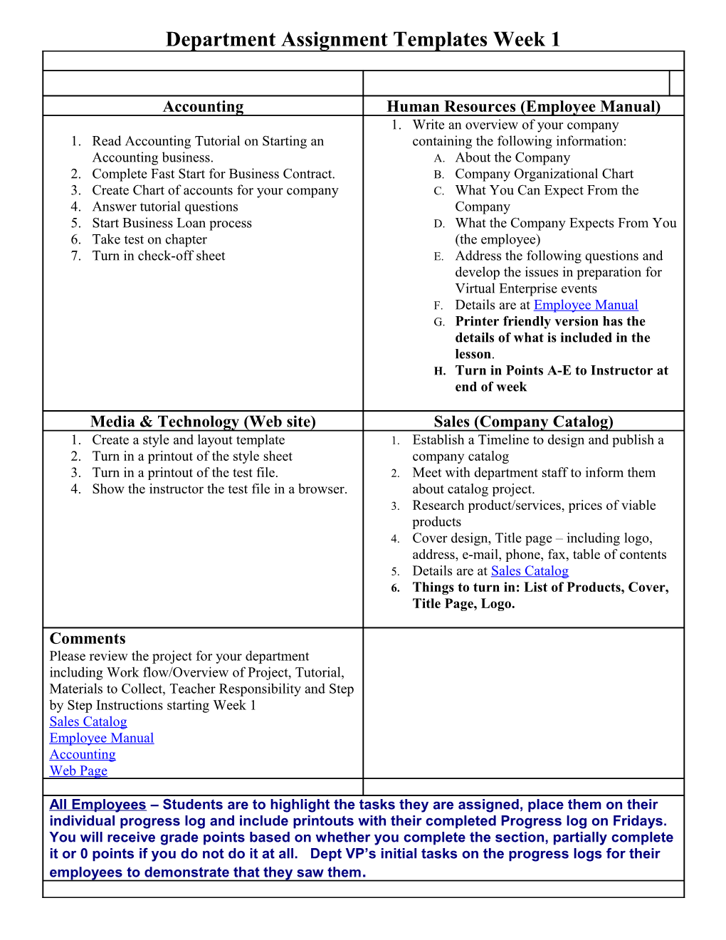 Department Assignment Templates Week 1