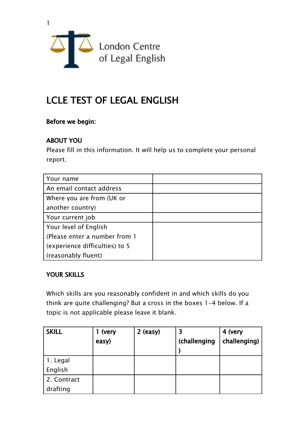 Lcle Test of Legal English