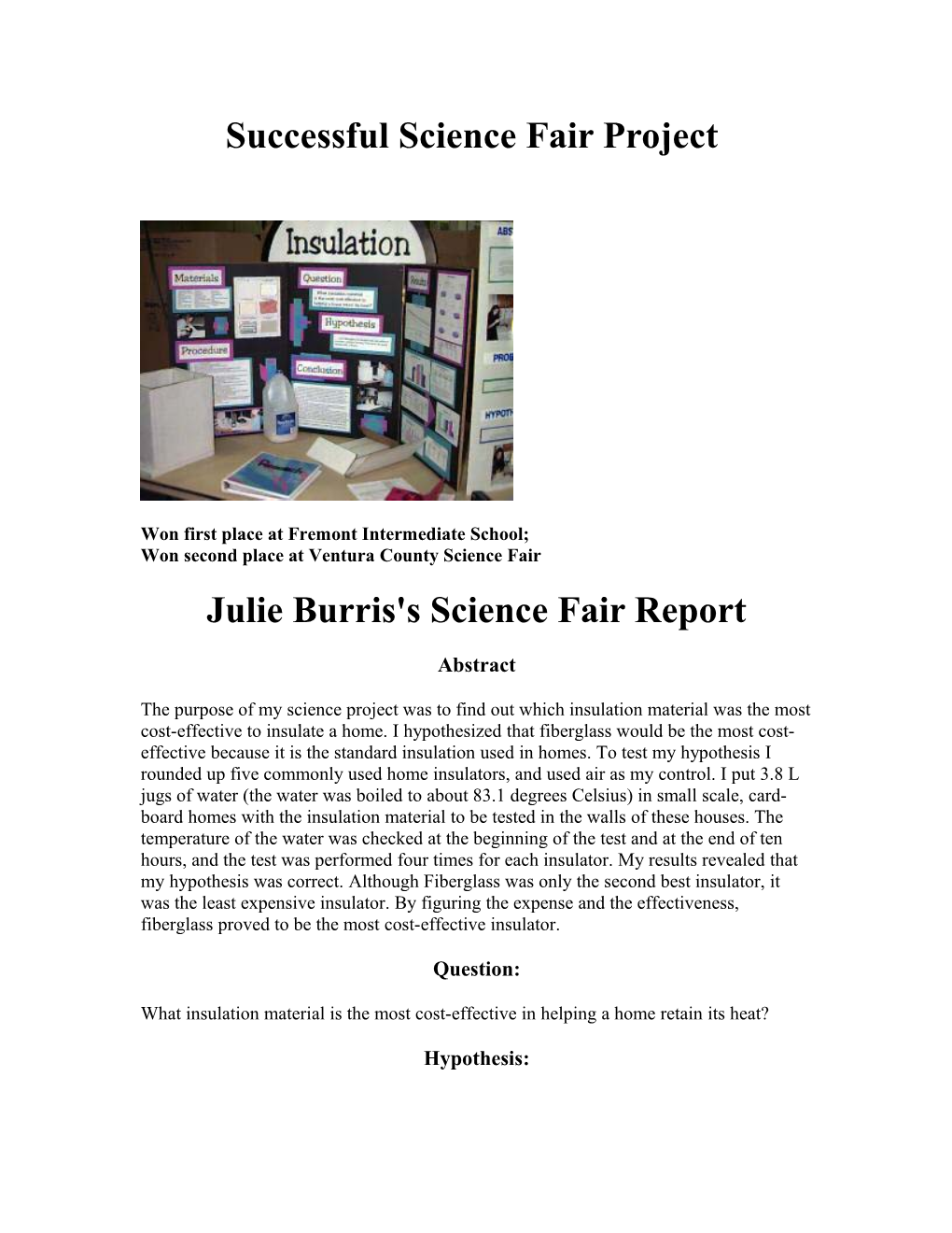 Successful Science Fair Project