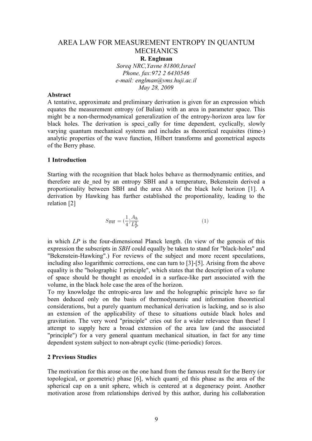 Area Law for Measurement Entropy in Quantum