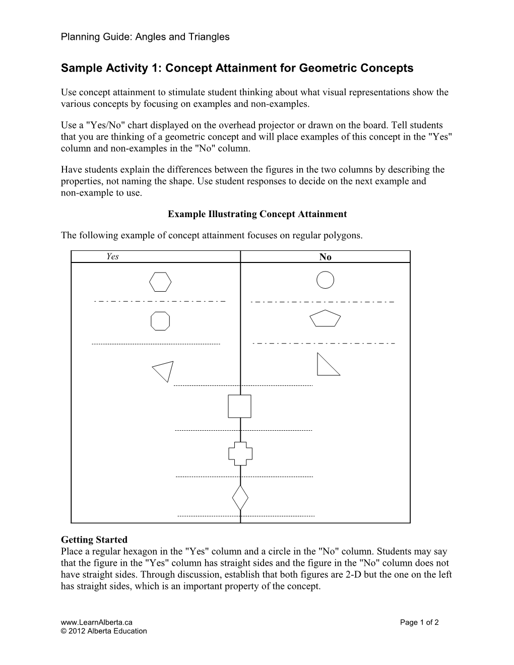 Sample Activity 1: Sorting Patterns Similarities and Differences