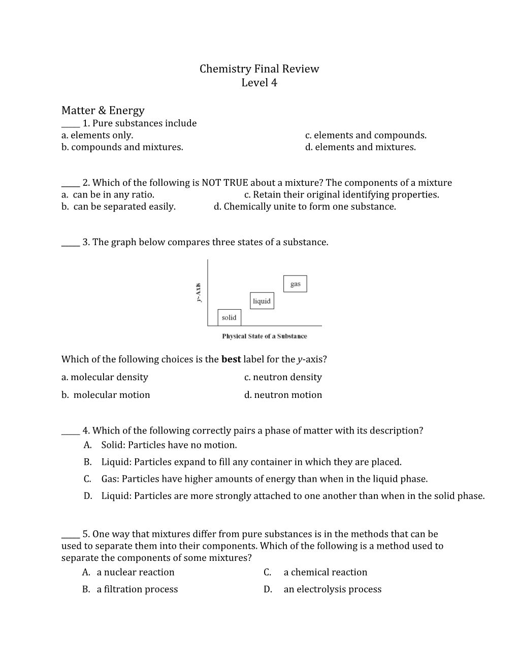 Chemistry Final Review