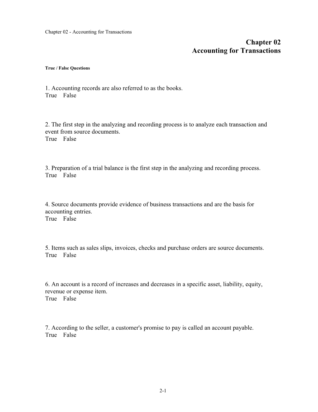 Chapter 02 Analyzing and Recording Transactions