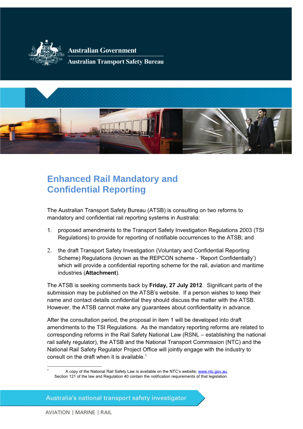 Rail Mandatory and Confidential Reporting