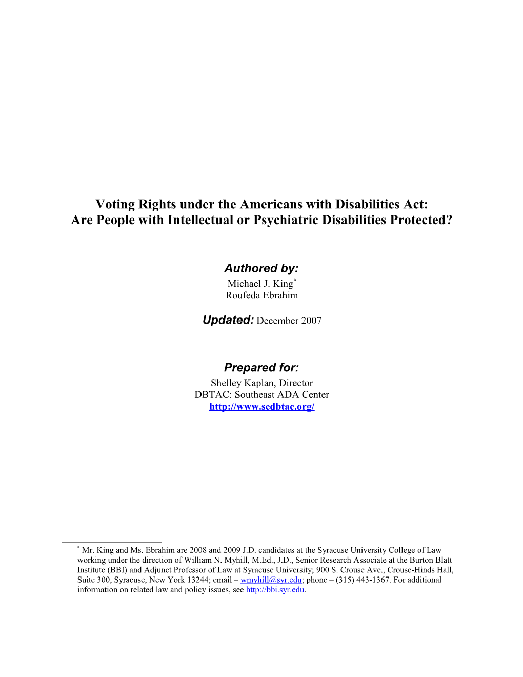 Voting Rights Under the Americans with Disabilities Act