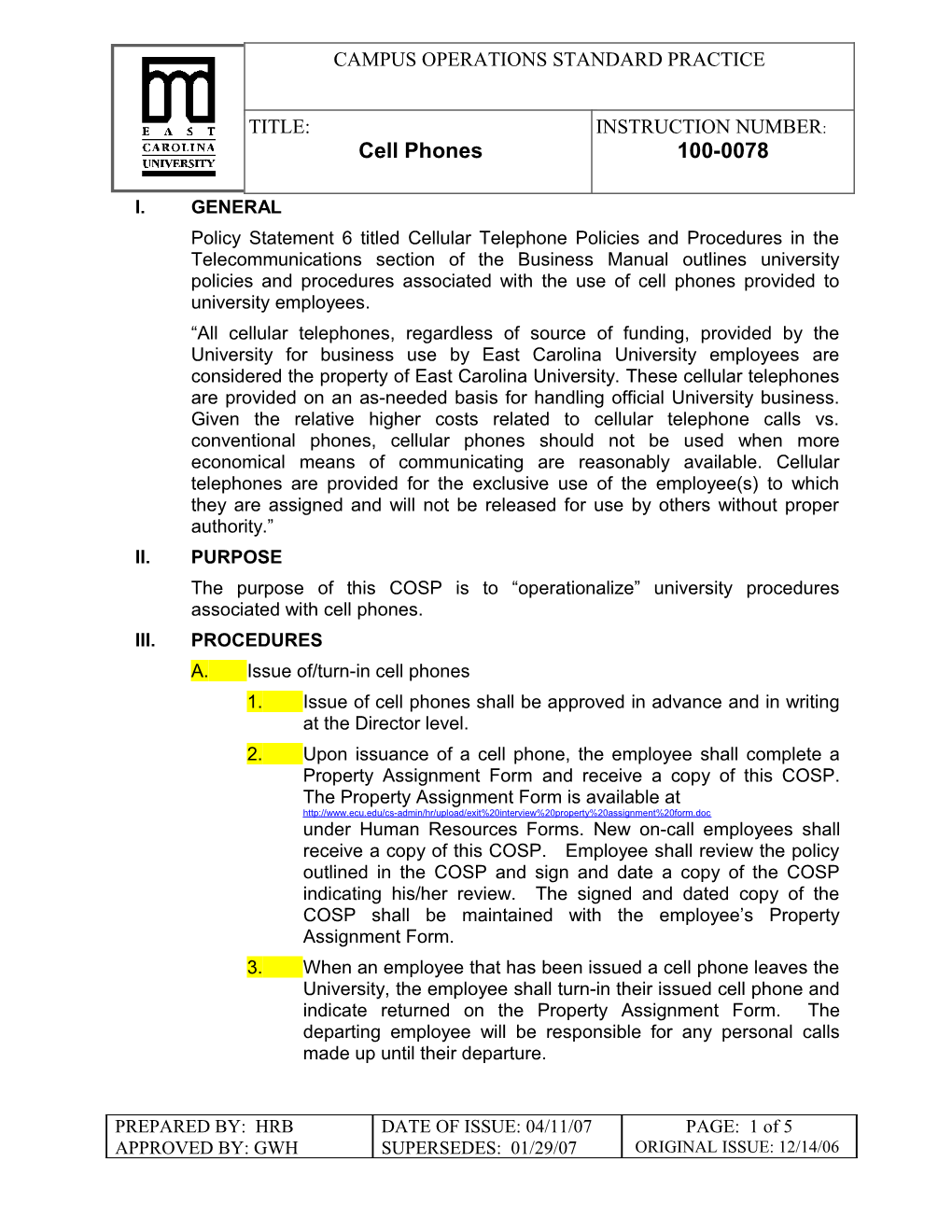 COSP 100-0078; Cell Phones