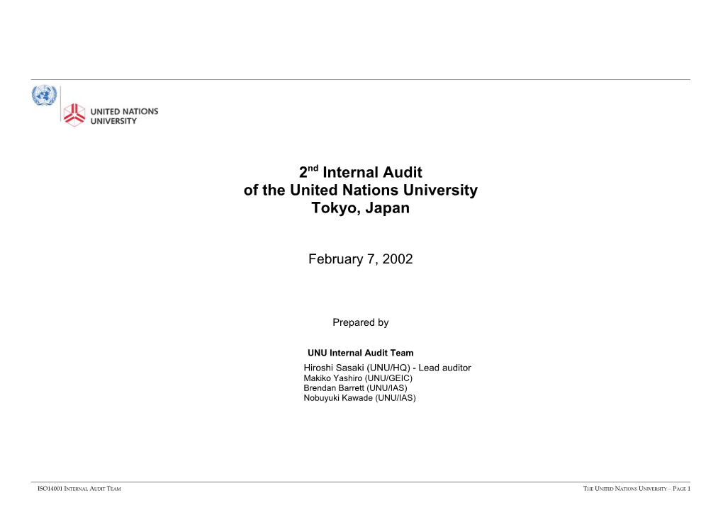 Internal Audit Summery Report