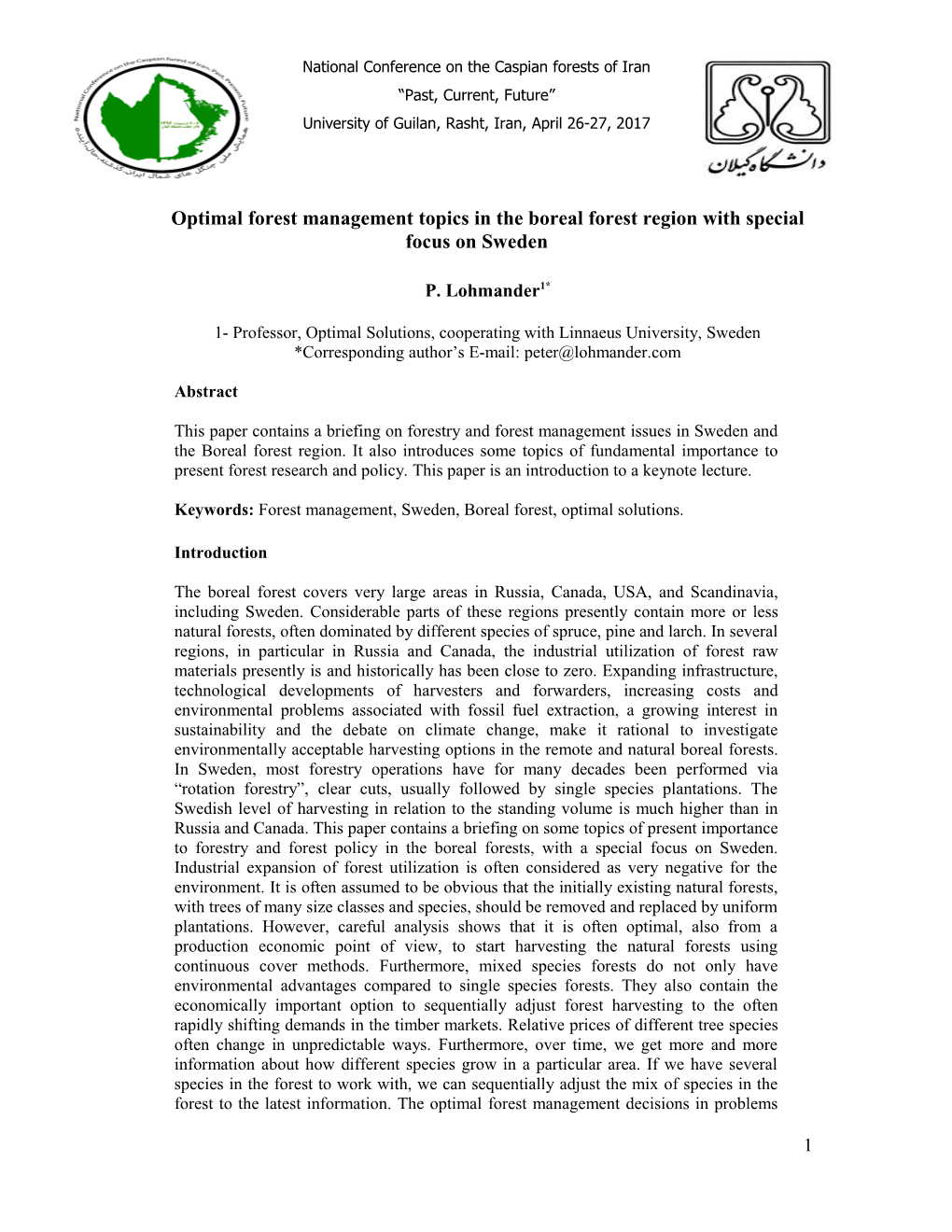 National Conference on the Caspian Forests of Iran