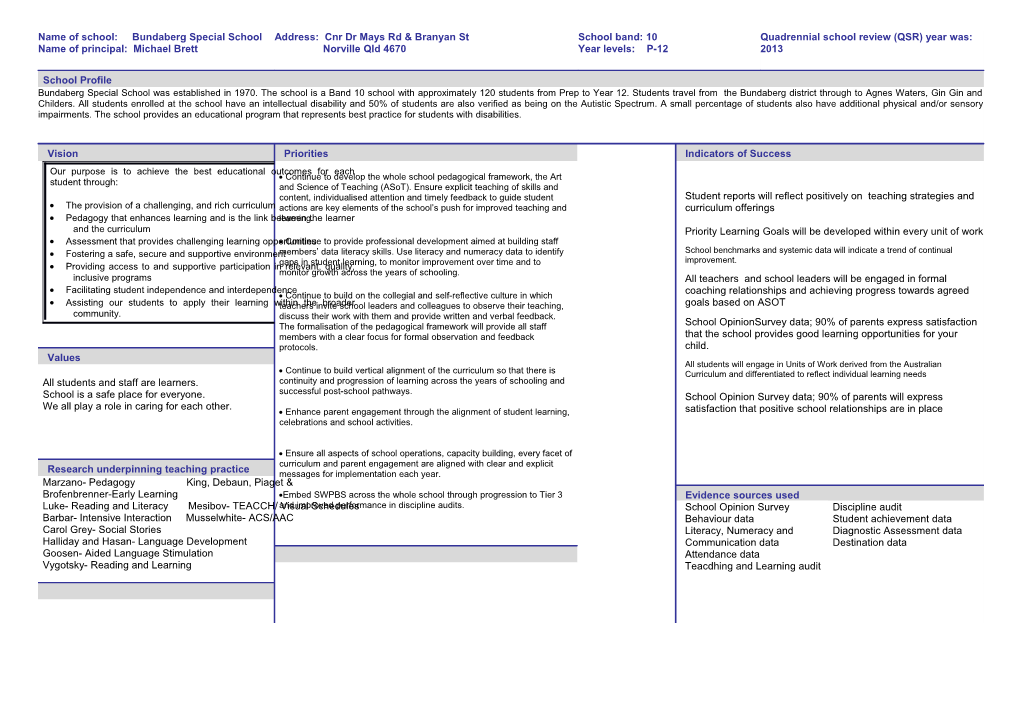 Quadrennial School Review Final Plan