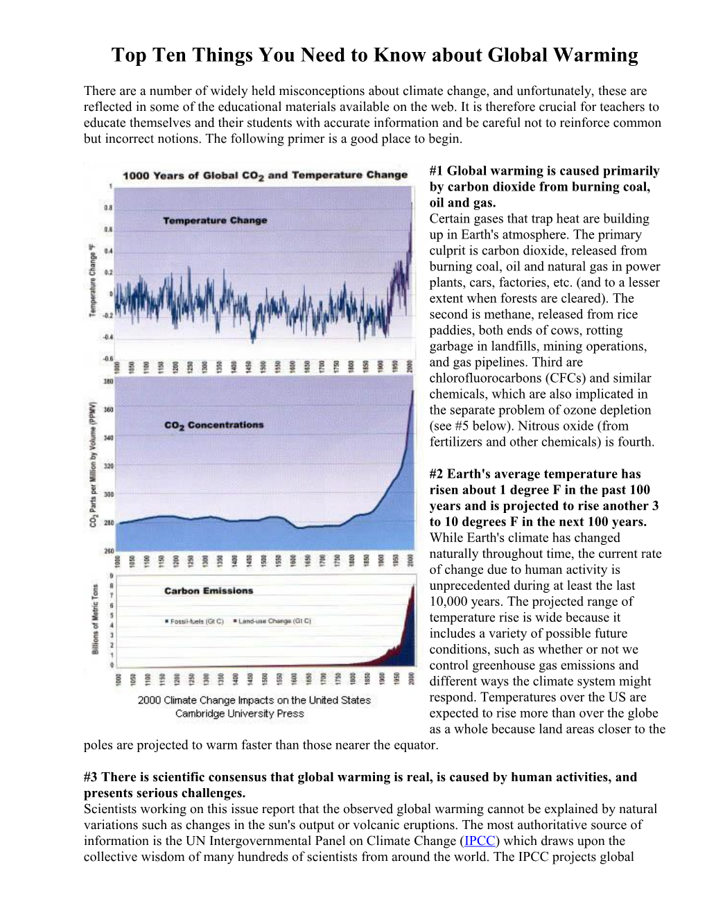 Top Ten Things You Need to Know About Global Warming