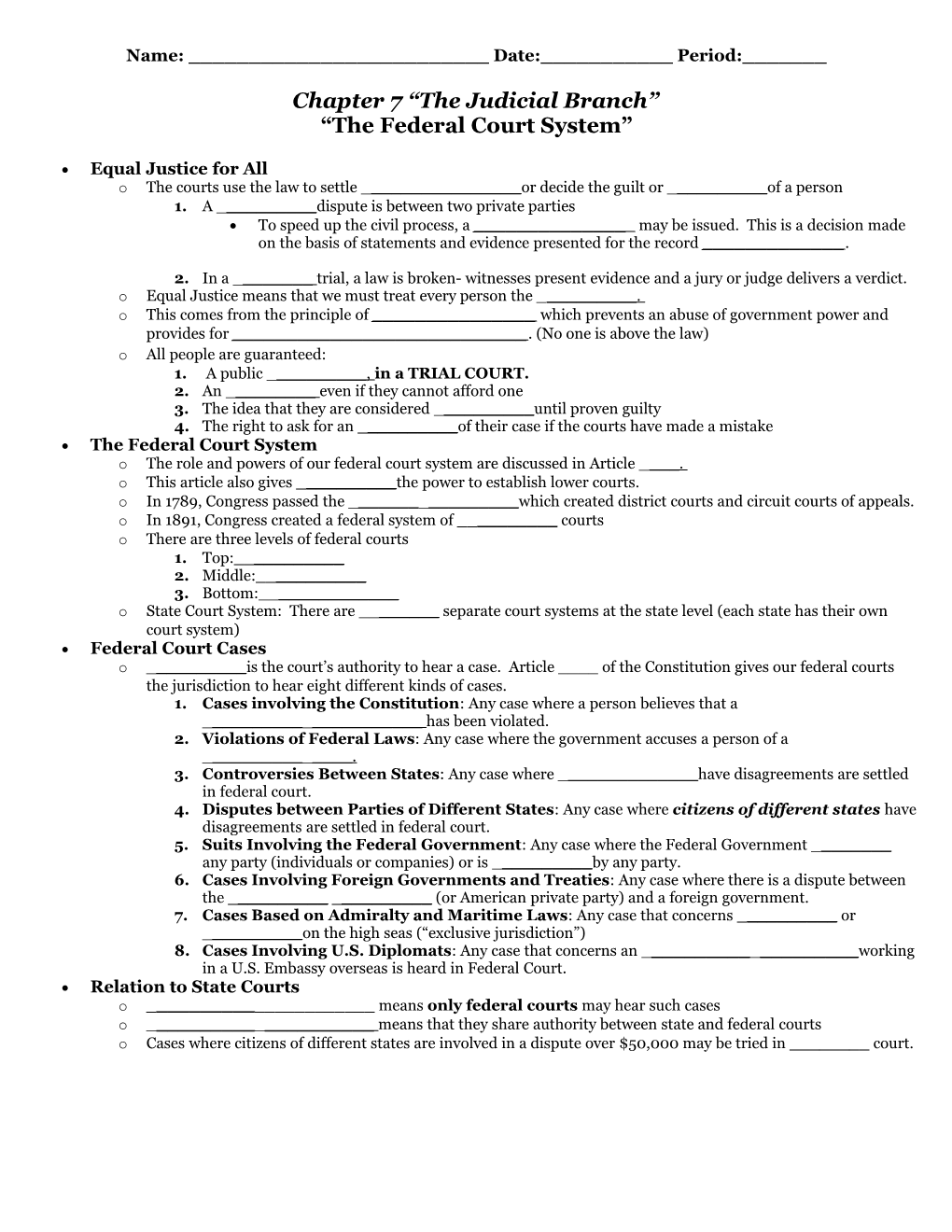 Chapter 7 the Judicial Branch