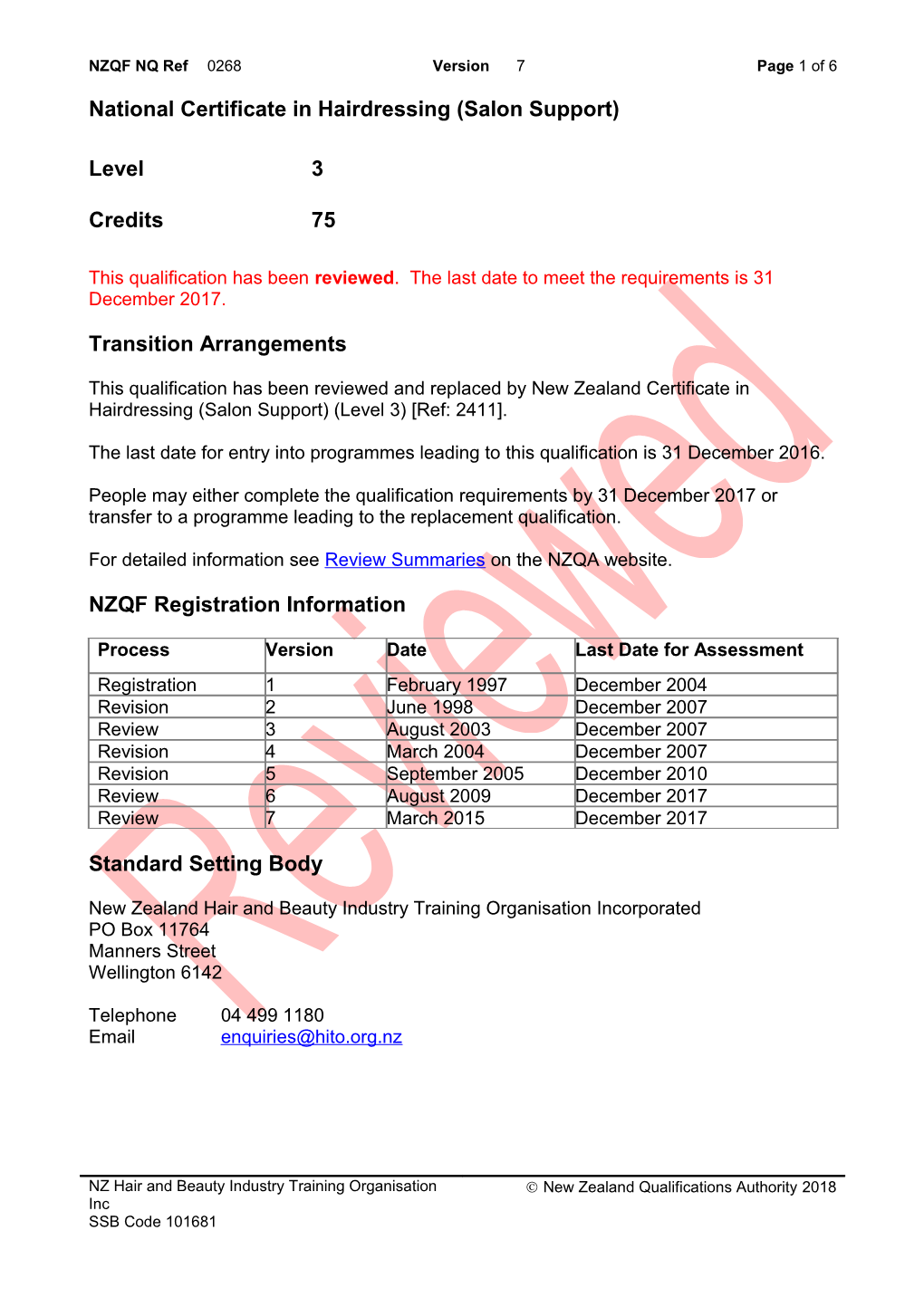 0268 National Certificate in Hairdressing (Salon Support)