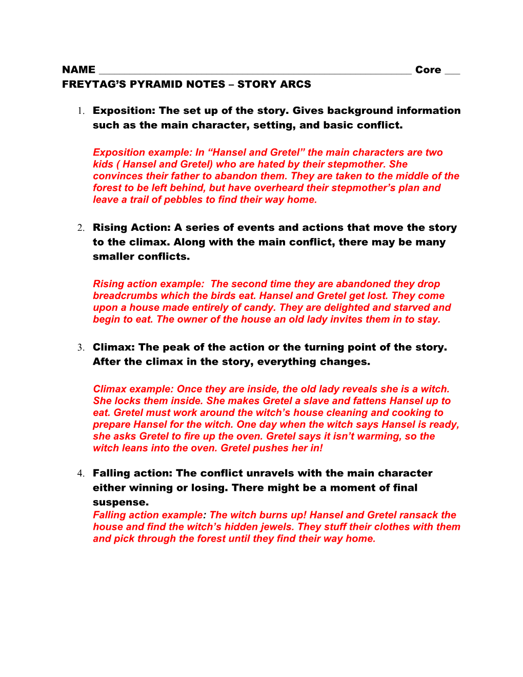 Freytag S Pyramid Notes Story Arcs